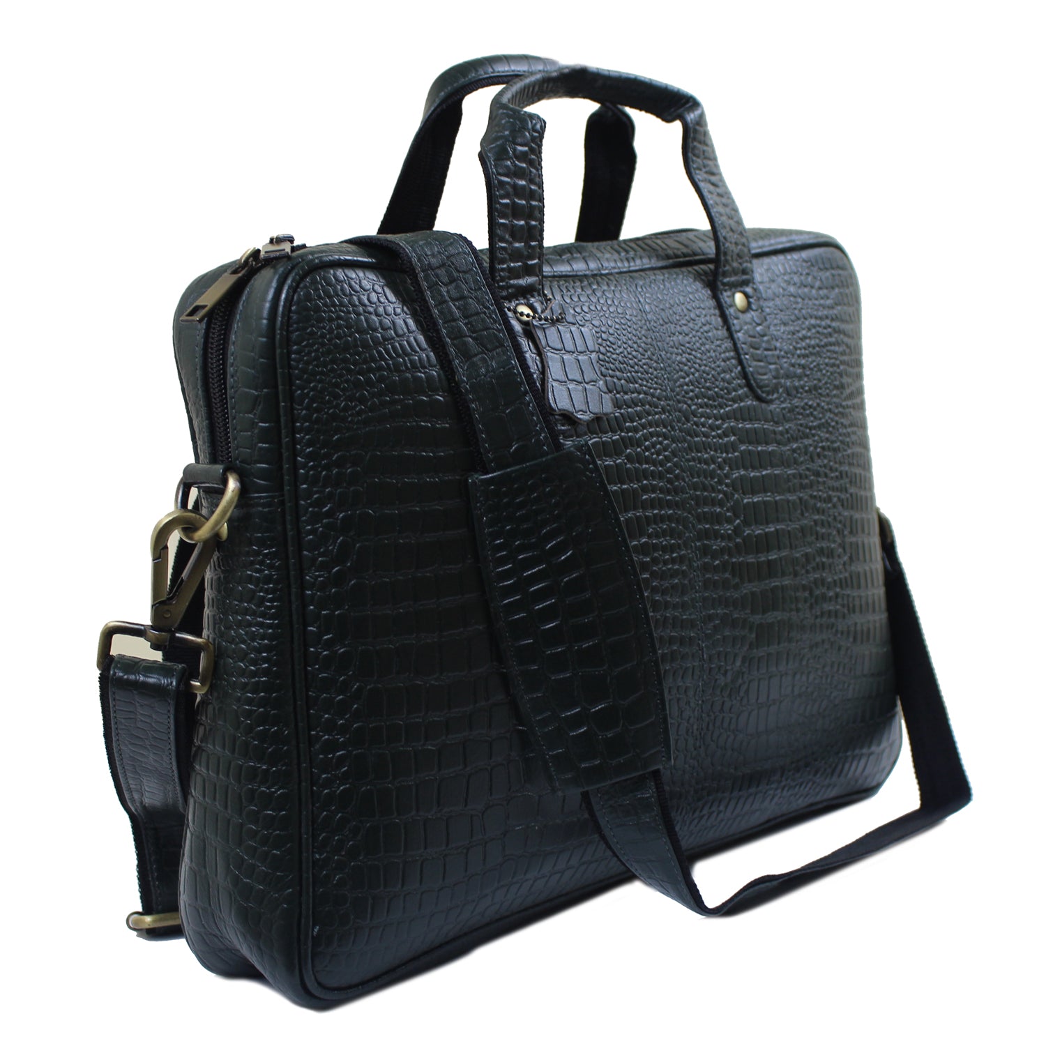 Genuine Leather Laptop Bag 14 inches Crocodilian texture Briefcase Men/Women Handmade Messenger Adjustable Shoulder Bag for Business Office Travel Genuine Leather Laptop Bag 14 inches Crocodilian texture Briefcase Men/Women Handmade Messenger Adjustable Shoulder Bag for Business Office Travel